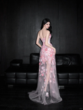 Romantic Pink 3D Floral A Line Sweetheart Neck Tulle Date Dress Evening Dress Homecoming Dress HZ1023