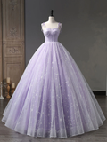 Star and Moon Fantasy Tulle A-Line Long Evening Dress, Blue Formal Sweet 16 Prom Dress Quinceanera Dress HZ1023