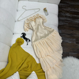 Apricot A Line Strapless Layered Chiffon Satin Homecoming Dress Cocktail Dress HZ1023