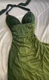 Elegant Halter Straps Ombre Green Long Chiffon Prom Dress HZ1023