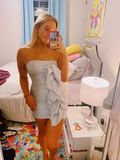 Strapless Silver Short Homecoming Dress With Side Ruffules Mini Party Dress HZ1023