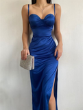 Sexy Sheath Spaghetti Straps Prom Dress Slit Party Dress HZ1023