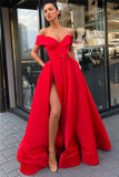 Off The Shoulder Formal Dresses Cheap | Sexy Long Evening Gowns with Side Slit HZ1023