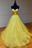 Yellow tulle sweetheart long prom dress yellow formal dress HZ1023