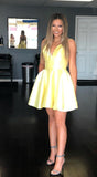 yellow short homecoming dresses prom dresses HZ1023