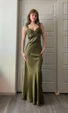 Elegant Sheath Olive Green Prom Dresses Long Formal Dress HZ1023