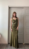 Elegant Sheath Olive Green Prom Dresses Long Formal Dress HZ1023