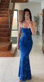 Sexy Mermaid Spaghetti Straps Royal Blue Long Evening Dress Party Dress Prom Dress HZ1023