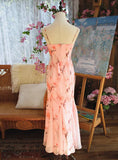 Print Floral Mermaid Spaghetti Strap Beaded Chiffon Evening Dress Party Dress HZ1023