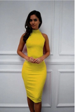 Yellow Sheath Evening Dress Strectch Prom Dress HZ1023