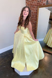 Yellow sweetheart A-line satin long prom dress yellow formal dress HZ1023