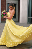 Yellow Prom Dress Long, Prom Dresses HZ1023