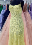 Yellow Straps Mermaid Long Prom Dress Formal Dress HZ1023
