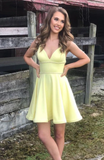 yellow short prom dress yellow homecoming dress HZ1023