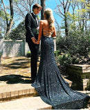 stunning sequined prom dresses, sexy prom dresses, chic long prom dresses HZ1023