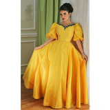 Yellow Prom Dresses Ball Gown Appliques Floor-Length / Long Formal Dresses HZ1023
