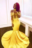 Yellow Prom Dresses Mermaid Appliques Floor-Length Off The Shoulder Long Formal Dresses HZ1023