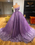 purple prom dresses, sparkly prom dress, ball gown prom dresses, vestido de fiesta, feather prom dresses, vestido de longo, elegant prom dresses, prom ball gown, HZ1023