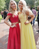 Yellow Prom Dresses,Red Long Evening Dress Pretty Prom Dresses HZ1023