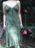 Vintage Green Embroidered Beads Floral Chiffon Prom Dresses Evening Dresses HZ1023