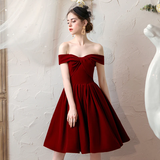 Sweet Burgundy Velvet Homecoming Dress Short Prom Dress HZ1023