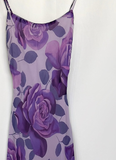 Charming Purple Print Floral A Line Spaghetti Strap Chiffon Homecoming Dress Party Dress HZ1023