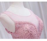 Pink A Line Round Neck Short Prom Dresses Homecoming Dresses with Beadings HZ1023