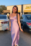 Pink Satin Prom Dress Long Evening Dress Party Dress HZ1023