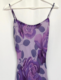 Charming Purple Print Floral A Line Spaghetti Strap Chiffon Homecoming Dress Party Dress HZ1023