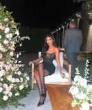 Black A Line Strapless Rhinestone Satin Short Homecoming Dress Evening Dress HZ1023