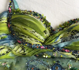 Luxurious Spaghetti Straps Beaded Sequin Ruffles Chiffon Evening Dress Outfits HZ1023