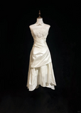 Vintage A Line Sweetheart Neck Beaded White Satin Short Homecoming Dress Cocktail Dress HZ1023