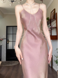 Pink Pretty Mermaid Spaghetti Strap Satin Prom Dress Evening Dress Formal Dress HZ1023