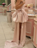 Pink A Line Sweetheart Neck Pleated Satin Mini Homecoming Dress with Bow HZ1023