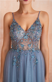 luxury grey beading prom dresses, sexy spaghetti straps prom gowns, fashion prom dresses HZ1023
