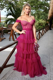 off the shoulder prom dress, evening dress, formal dress HZ1023