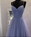 sweetheart tulle sequin long prom dress purple formal dress HZ1023