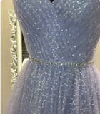 sweetheart tulle sequin long prom dress purple formal dress HZ1023