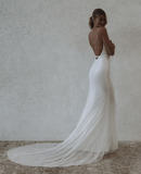 Mermaid Modest Spaghetti Straps Sparkly Long Beach Prom Dresses HZ1023