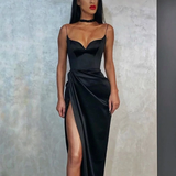 Black Mermaid Spaghetti Straps Cheap Long Evening Prom Dresses HZ1023