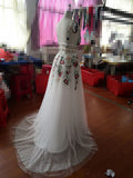 Charming V Neck Floral Embroidery Long Lace Prom Dress with Pocket HZ1023