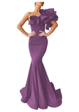 one shoulder mermaid long prom gown evening gown HZ1023