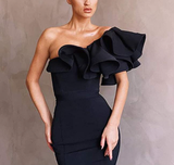 one shoulder mermaid long prom gown evening gown HZ1023