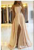 Simple A Line Sage Green Long Prom Dress With Slit Evening Party Dress HZ1023