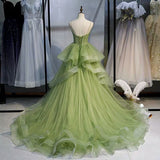 Ball Gown, Green Prom Dresses Vintage Prom Dress HZ1023