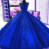 Gorgeous Royal Blue Appliques Beads Quinceanera Dresses,Formal Ball Gown Prom Dress HZ1023