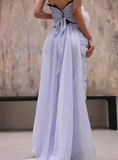 Elegant A Line Sweetheart Neck Black Lace Purple Chiffon Long Evening Dress Gown Dress HZ1023