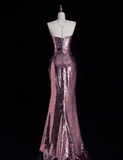 Stunning Mermaid Sweetheart Neck Purple Sequin Long Prom Dress Graduation Prom Dress HZ1023