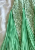 Green A Line Spaghetti Strap Lace Chiffon Evening Dress Party Dress HZ1023