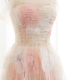 Dreamy A Line Off the Shoulder 3D Flower Tulle Prom Dress Evening Dress HZ1023